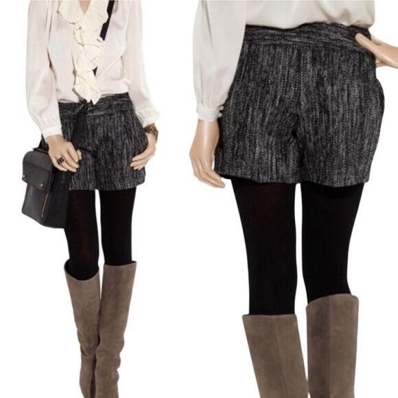 Milly of New York Tweed Pleated Shorts Black Size 2 - Picture 12 of 12